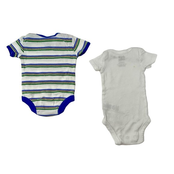 Baby Boy's  - 5 Body Suits‎ - White, Greys, Blues, and Orange  - Size Newborn - Picture 3 of 9